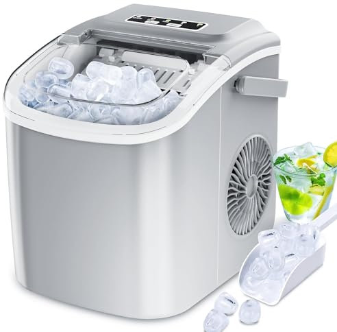 Kleine Eiswürfelmaschine Kompakt Eiswürfelmaschine Selbstreinigend Eiswürfelmaschine mit Griff 9 Eiswürfel in 6 Minuten Fooing Ice Maker Cube Maschine für Zuhause