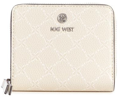 Nine West LINNETTE SLG Small Zip Around, Cremefarbenes Logo, Small