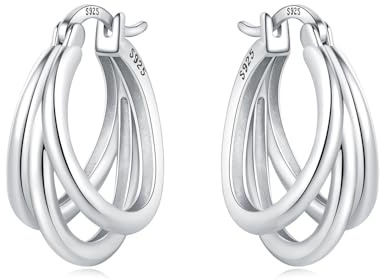 CYMYSS Örhängen Dam Silver 925, Klassiska Creoler i Sterling Silver, Små Ringar för Kvinnor och Flickor, Minimalistiska Smycken Present