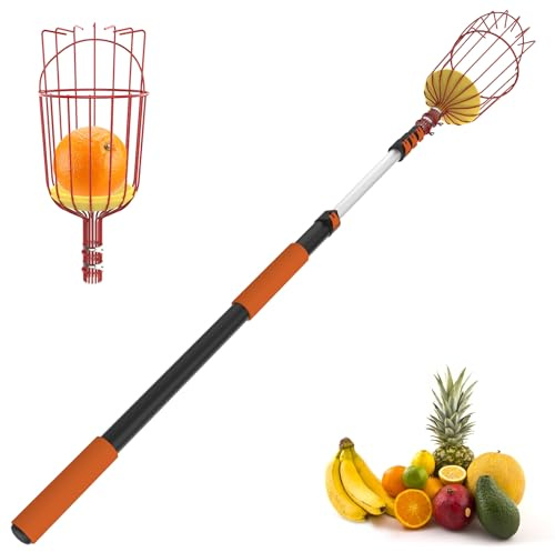 SISIUPASSIE 26FT Reach Fruit Picker, Apple Picker Pole with Basket Telescoping Tool for Apple Lemon Orange Mango Avocado Fruit Tree Picking