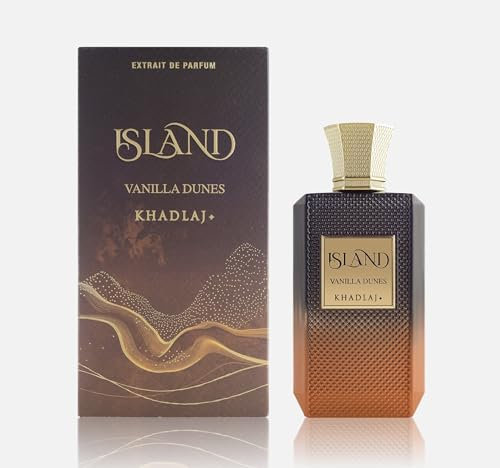 Khadlaj Island Vanilla Dunes Extrait de parfum en flacon vaporisateur 100 ml – Parfum chaud et épicé à la vanille bourbon (unisexe)