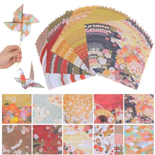 AUTSUPPL 50 Feuilles Papier Origami Double Face 15.00 X 15.00 Cm Papier Décoratif Carré Motif Fleurs Pour Pliage Origami Bricolage Scrapbooking Cartes De Vœux Et Activités Enfants