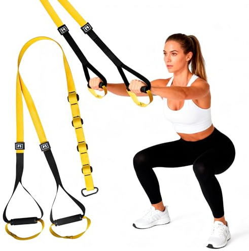 Home Suspension Straps Training Kit, Gym Bodyweight fitness All in One Workout for Full Body, with Safety Sign, Big Poster&Mess Bag
