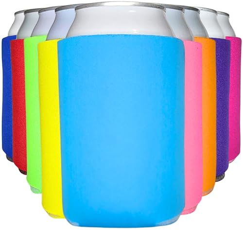 TahoeBay Blank Can Cooler Sleeves in Bulk, 12 oz, 12-Pack, Multicolor