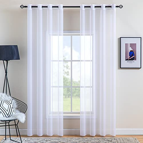 MIULEE Tende Trasparenti con Occhielli Morbidi Finestre per Salotto Eleganti Soggiorno per Camera da Letto e Tende Bambini 2 Pannelli 140x260cm Bianco