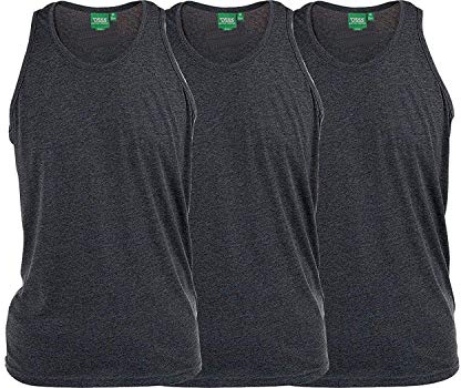 D555 Mens King Size Pure Cotton Long Length 3 Pack Vests