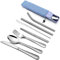 HaWare Campingbesteck, 9-teilig Edelstahl Outdoor Reisebesteck Wanderbesteck, Tragbares Picknick Besteck Set mit Messer Gabel Löffel, Metallstrohhalme, Essstäbchen, Reinigungsbürste, Blau Etui &Tasche