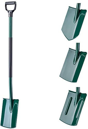 Spaziali di Kadax, paletta giardiniere da scavare, pala da giardino con stelo ergonomico, pala fatta di metallo, grave picche per giardino, pala, vanga da giardino, pala tomba (rotonda, maniglie D)