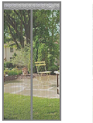 Magnetic Screen Door Curtain, 105x210cm Mosquito Bug Protection Insect Net Door Durable Anti-Tearing, for Front Door and Living Room and Kids Pets, Gray A