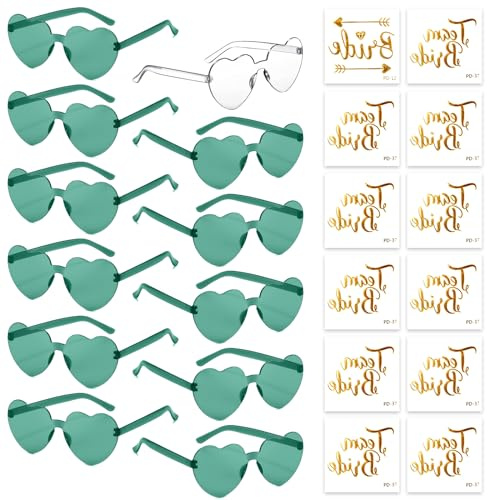 HIQE-FL 12PCS Lunettes Coeur Hippie,Lunettes de Fête,Lunettes de Soleil Coeur Sans Monture,Lunettes de Soleil Rétro,Lunettes Coeur,pour Party Annivesaire Noël Carnaval Cosplay