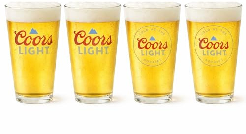 LORD'S ROCKS Coors Light Beer Glasses 16oz Pint Glass - Set of 4 Authentically Licensed Compatible