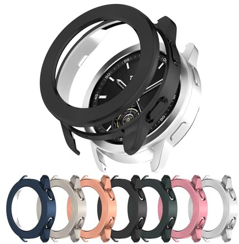 AWADUO kompatibel mit Xiaomi Watch S3 Schutzhülle, Smartwatch PC Schutzhülle Shell mit drehbarem Lünette Ring Weiche und langlebige Uhrenzubehör Für Männer und Frauen (schwarz)