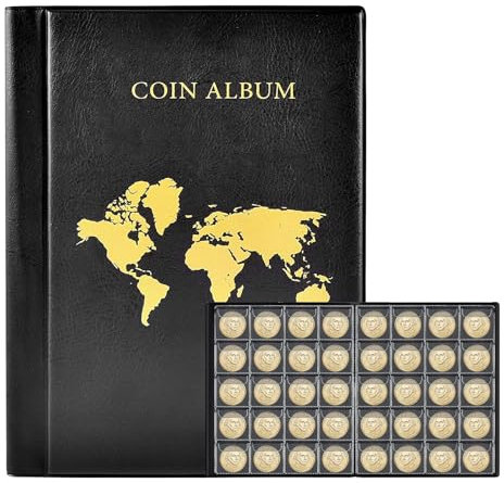 Álbum de monedas de almacenamiento de 480 bolsillos, 2 euros, álbum de almacenamiento de monedas, álbum de 3 x 3 cm/4,6 x 4,6 cm, álbum de recortes transparente para monedas, medallas, insignias