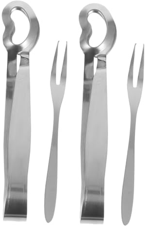 4 Piece Stainless Steel Escargot Snail Tong Fork Set for Dining