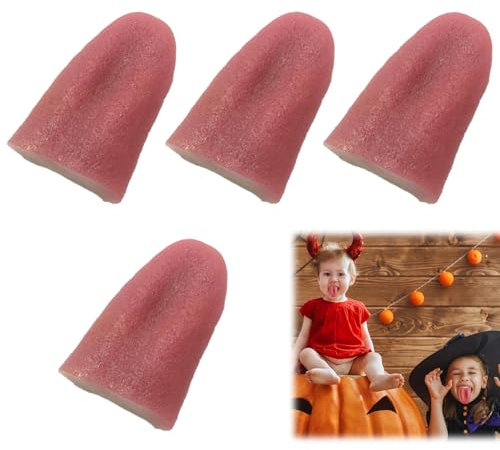 Rakiuty Lengua Falsa Bromas, Lengua Realista, Lenguas Artificial, Lenguas Estirable, Articulos De Bromas, para Halloween, Inocentes, Regalos Graciosos De Broma para Adultos Divertidos, 4 Piezas