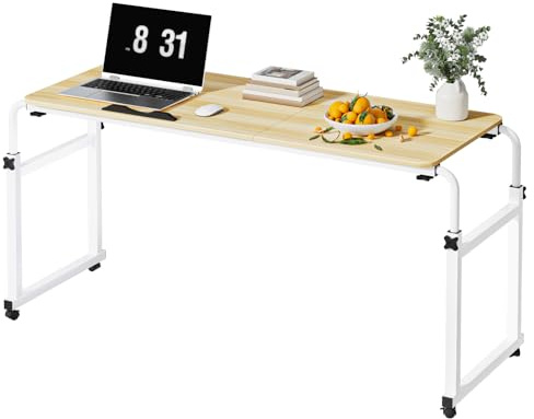 Somerway Table De Lit Roulette, Réglable Hauteur en Longueur, Extra Large, Table pour Manger Au Lit Canapé, Le Plateau Peut être Incliné, Adapté à Une Utilisation à L'hôpital Et à Domicile