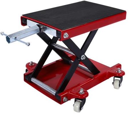 Jelquix Motorcykellyftjack, Motorcykellyftställ, Cykelcenterlyft 510 Kg Kapacitet med X- 4 Hjul Justerbar 4,3 Till 14,7 Tum, Idealisk för Street Cruiser Touring