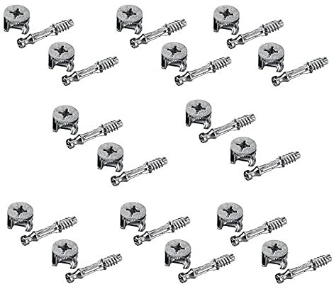 Merriway BH06265 platt paket möbelskåp fästskruvar låskambultmutter (15 mm x 12 mm) och träplugg (M6 x 42 mm), set med 20 stycken