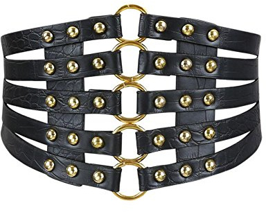 Diyafas Retro Hollow Wide Belt Waistband Elastic Dress Decoration Girdle Waist Cincher Corset