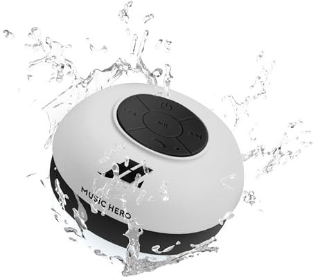 SBS Bluetooth Lautsprecher wasserdicht & kabellos - Wireless Speaker mit Saugnapf, Freisprechfunktion & 3 Watt - Tragbare Musikbox in weiß für iPhone, Handy, Smartphone, Tablet