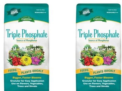 Espoma Triple Phosphate Fertilizer 0-45-0, 6.5lb. Bag; Promotes Root Growth and Blooming in All Flowering Plants, Trees, Shrubs, and Vegetables. Granular for Easy Application. Pack of Two