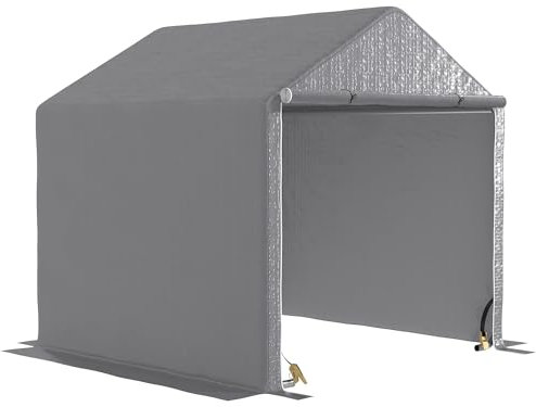 Outsunny Abri de Jardin 2 x 2 x 2 m abri vélo extérieur avec Cadre en Acier galvanisé, imperméable et résistant aux UV, Tente de Stockage pour vélo, Moto, Outils - Gris