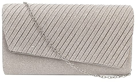MEGAUK Damen Glitzer Clutch Unterarmtasche mit Abnehmbare Kette für Hochzeit Wedding Ball Bankett Prom Party