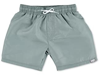 Sterntaler Badeshorts uni - UV-Schutz 50+ Schwimmhose - Jungen Beachwear schnelltrocknend - Baby Badehose mit Windeleinsatz bis Größe 86/92 und verstellbarem Kordelzug im Bund, mattgrün, Größe 80