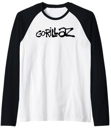 Gorillaz Black Paint Brush Logo Raglan Baseball Tee