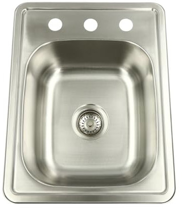 Spüle, Spülbecken aus Edelstahl Aufbauspüle Spültisch Küchenspüle Ohne Armatur, für Küchen, Cafés, Bars, Dessertshops, Tierhandlungen, Gärten, Wohnmobilen, 43.18 * 55.88 * 17.78cm