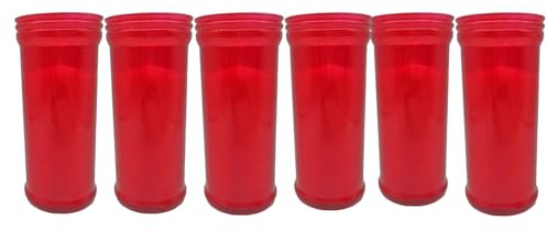 Pack Velón Votivos Grande Velas Litúrgicas Santo, Rojos y Blancos 13,5 cm (Rojos 6 und)