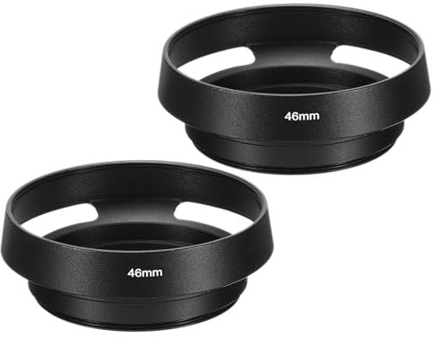 PATIKIL 46mm Lens Hood, 2Pcs Standard Vented Matte Surface Anti-reflective Inside Hollow Lens Hood for Universal Camera Lens, Black for Nikon, for Fujifilm, for Pentax, for Leica