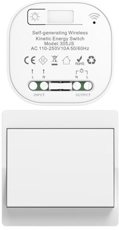 Cerhot EU interrupteur sans fil sans piles kit interrupteur sans fil autoalimente va et vient sans fil sans pile radio interrupteur a distance eclairage domestique wireless switch (EU 1Gang 1V1 a)