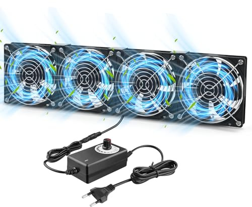 PC-fläkt 120 mm 12 V PC-fläkt med justerbara hastigheter, ZAKVOP datorfläkt AC 220 V-240 V, 3 000 RPM, datorfläkt för dator laptop router (4)