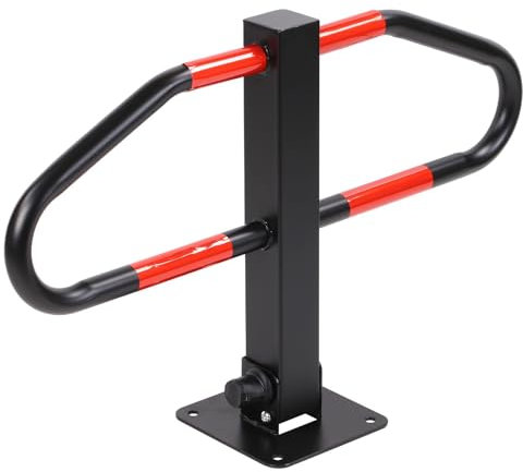 Premium Steel Foldable Parking Barrier – Robust & Weather-Resistant with Integrated Lock & Two Keys, Red Reflective Strips – Compact Security Solution (H46 x W18 x L70cm)