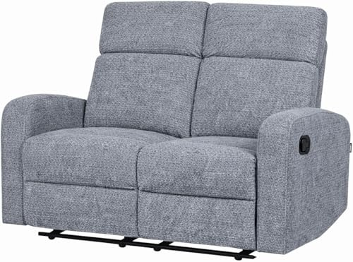 DUPI Sillón Sofá Soft Relax Reclinable | Palanca Manual para reclinar Respaldo y reposapiés | Espuma HR Alta Resiliencia | Gris | 2 Plazas