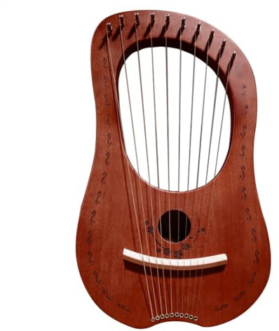 Arpa lirica con dieci corde, strumento di arpa di alta qualità, in legno di mogano, con corde in metallo e acciaio, strumento di musica popolare compatto | viaggio musicale celtica per An