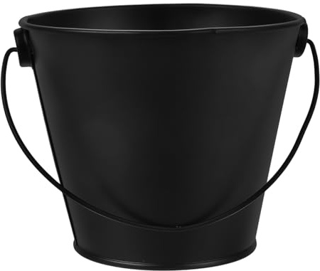 Toyvian Secchio per Grasso da Barbecue in Ferro Nero, Contenitore Olio per Raccolta Grasso da Griglia da Esterno e Accessori Barbecue