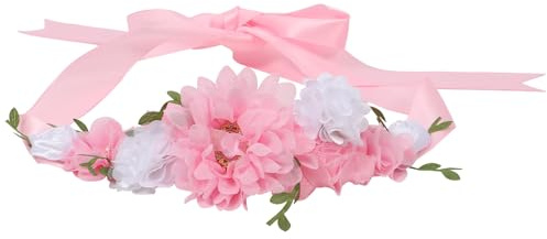 Abaodam Cintura Decorativa per Gravidanza in Chiffon Fascia Floreale Rosa Cintura Addominale per Shower la Pancia Comoda e Morbida Accessorio per Feste Maternità