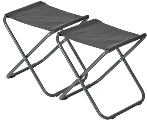 Harbour Housewares Folding Stools - Grey - Pack of 2 - Canvas Camping Stool Adults Small Portable Lightweight Outdoor Foldable Garden Seat for Fishing, Travelling, Picnics