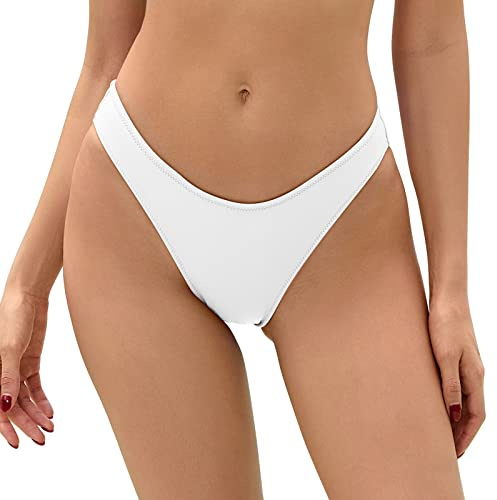 Bellecarrie Damen Freche brasilianische Bikinihose Low Rise High Cut Badehose, Weiss/opulenter Garten, XL