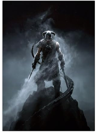 Displate Offiziell Elder Scrolls Skyrim MetallPoster Magnetische Befestigung Inklusive Lizenziert Bilder Hochwertiges Poster Skyrim Key Art - Dragonborn Poster 45 cm x 32 cm