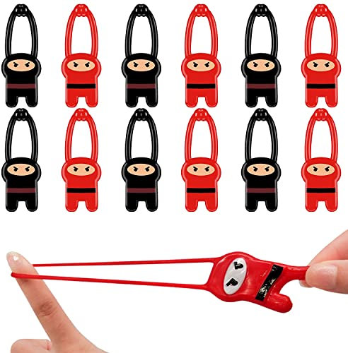 Delsen 12 Stück Fliegende Ninja,Fliegende als Mitgebsel,Dehnbare Ninja Party,Fliegende Gummi Ninja Mitgebsel Kindergeburtstag für Mottoparty Giveaway,Jungen und Mädchen