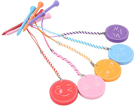 AMONIDA Tees De Golf, 5Pcs Anti Perte Corde Expression Pattern Tee Golf Multicolore Tee De Golf Tees De 3 1/4 Pouces pour L'entraînement Quotidien Et La Compétition De Golf