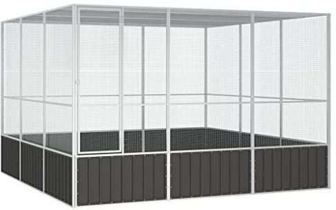 vidaXL Vogelkäfig Vogelhaus Anthrazit 302,5x324,5x211,5cm Verzinkter Stahl