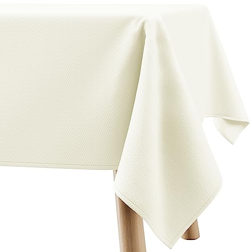 Filumi Tovaglia 140x340 cm crema, lavabile, per interni ed esterni, motivo geometrico Verte