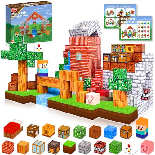 Goody King Magnetische Bausteine Bauspielzeug 100 Pcs Magnetbausteine für Kinder Montessori Kreative Spielzeug ab 4 5 6 7 8 9 Jahre Junge und Mädchen Magnetic Blocks Geschenke für Kinder