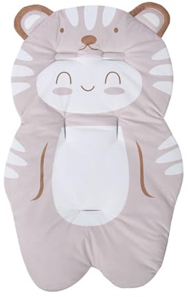 Cute Pram Liner Car Seat Insert Cartoon Bear Baby Stroller Seat Cushion Universal Buggy Head and Body Support Cushion for Infant Newborn Soft Soothing Baby Cushion Pad for Pushchair Baby High Chair
