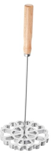 Amosfun Stampo Per Frittura Amosfun in Lega Di Alluminio Con Manico in Legno Utensile Cucina Per Frittelle Polpette Di Gamberi E Torte Di Carote 12.4X4.7X4.7 Pollici Leggero E Facile Da Pulire