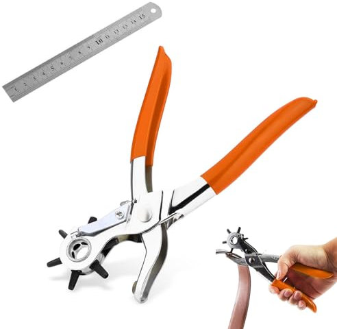 Alicates Sacabocado Agujero, Perforadora Cuero, Perforadora de cinturón, Sacabocados Cuero, Agujereador de Cinturones, Hacer Agujeros Cinturon para Piel, Correas, Tarjetas, Goma y Más, 2-4.5 mm